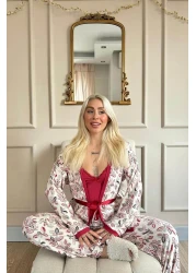 Pijamaevi طقم بيجامة نسائية محبوكة حصريًا من Red Flore