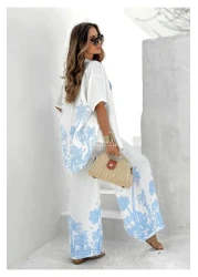 Butik Şenel Palm Printed Linen Shirt Pants Set