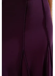  Collection تنورة طويلة محبوكة مرنة من Godeli مع تفاصيل خياطة البرقوق TWOAW25ET00156