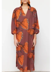  Collection فستان شاطئ متوسط الطول مصنوع من القطن بنسبة 100% بنمط سمكة TBESS22EL0009