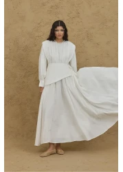 Fahhar Mobile Piece Voile Dress Ecru