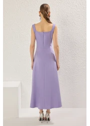  Collection فستان سهرة متوسط ​​الطول، أرجواني على شكل حرف A وبدلة TPRSS25EL00173 صديقة للعمل