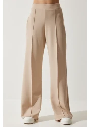 Happiness İstanbul بنطال رياضي نسائي كريمي قابل للتمدد BF00090