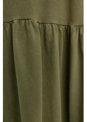  Collection فستان تي شيرت طويل محبوك بأكمام قصيرة كاكي TWOSS24EL00132