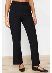  Collection بنطال قماش أسود مطوي بأرجل واسعة - TWOSS21PL0155