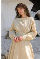 Olcay Blouse Skirt Double Set with Corsage Detail Lemon Mold 9327-Tk