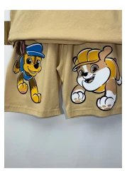 miniktavşanlarkids Paw Patrol Boy's Suit with Shorts Beige 2-10 Years