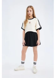 Defacto Girls' 2-Piece Set Crew Neck Printed Short Sleeve T-Shirt Skirt E0416A825Sm