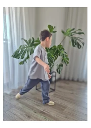 BALKABAĞI طقم بنطلون موسلين قميص طبيعي (2-8 سنوات) MTYE0059