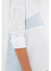  Collection Oversize Ecru Striped Shirt - Wide Cut Woven TWOSS22GO00098