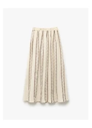 Koton Geometric Patterned A-Line Long Skirt with Ruched Waist