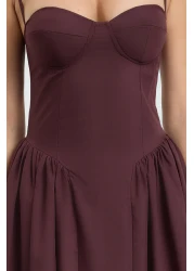  Collection Brown A-Cut Poplin Woven Dress Tprss24El00294