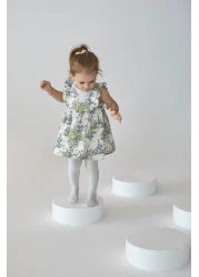 Patique Kids فستان بناتي من القطن المجمع بنمط أرنب كريمي