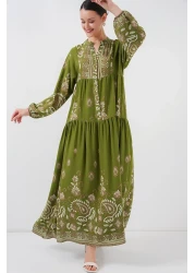 Bigdart 2423 Authentic Patterned Hijab Dress - D.Khaki