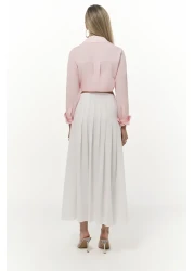 BOHEMAİ تنورة طويلة بيضاء بتفاصيل طيات الدفيئة