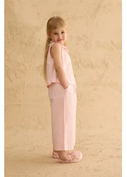 Fahhar Kids بدلة بنطلون بتفاصيل شق وردي