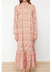  Modest Cıvaci Half Placket Impact Tip Frilly Lined Tile Dress Tctss21El3353