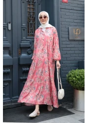 LOCCO Women's Lily Pattern Dress Fuchsia