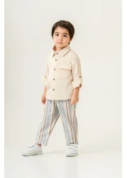 HARİKA KİDS Boy's Linen Shirt Muslin Pants Suit 2-5 Years