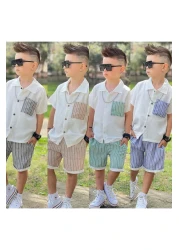 Yalçınoğlu Kids Summer Boy's Suit - Shirt + Shorts Combination - Cool Summer Boy's Suit - Stretch Fabric -