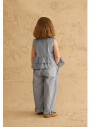 Fahhar Kids بدلة قطنية مع فلانيل على الجوانب باللون الأزرق الفاتح