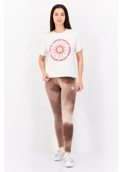 adidas قميص تدريب رياضي نسائي بأكمام قصيرة، كريمي