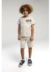 U.S. Polo Assn. بدلة برمودا كريمية للأولاد