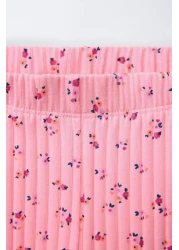 Magu Girl's cotton ecru patterned t-shirt and ribbed leggings set - summer two piece