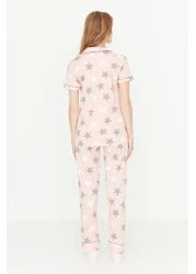  Collection Powder Star Shirt-Pants Knitted Pajamas Set Thmss21Pt0786