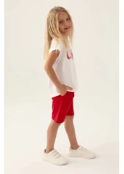 U.S. Polo Assn. US Polo Assn Licensed Flower Written Red Girl's Bermuda Suit