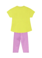 Denokids طقم تي شيرت صيفي بنمط وحيد القرن للفتيات وطماق أرجوانية