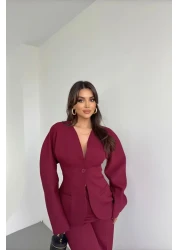 fmnbutik Pinterest - سترة ذات تصميم متوافق، بنطلون بالازو، طقم عصري أنيق