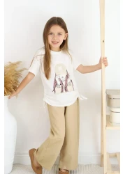 Çocuksan Baby&Kids Wear 7 Year Old Girl Waiter Suit - Beige, Girl Printed