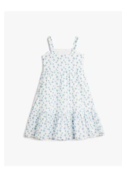 Koton فستان مبطن بالقطن مزين بالزهور بأشرطة سميكة