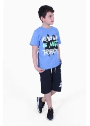 FYK KİDS Kind Nes-trend Wa Text Printed Boy's Capri Set