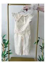 Hobidik Girls' Cotton Scallop Cream Bottom Top Set