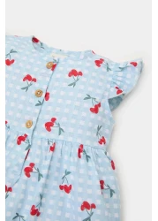 Defacto Baby Girl Patterned Short Sleeve Flared Poplin Summer Dress E0645A525Sm