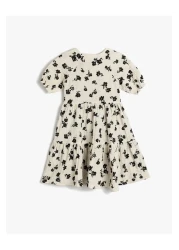 Koton Printed Floral cotton Dress with short sleeve