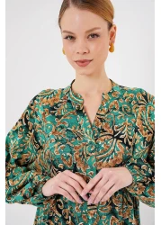 Bigdart 2423 فستان حجاب منقوش أصلي - أخضر مائي