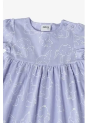 Kyron 100% Cotton Collar Button Closure Baby Girl Dress - Lilac