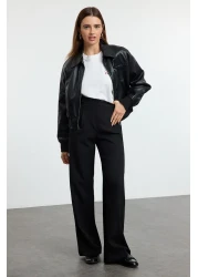  Collection Black Pleated Wide Leg/Wide Leg Woven Pants Twoaw25Pl00109 Palazzo