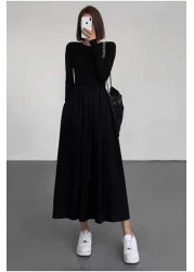 charango Women's Evaze Maxi Flared Skirt Combined Long Sleeve Dress