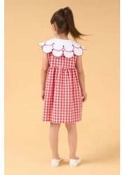 Minipodyum فستان صيفي بناتي بنمط جيوب وياقة مطرزة