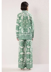  Modest Mint Patterned Satin Woven Bottom-Top Set Tctaw25Us00081