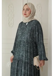 InStyle Slim Mixed Pattern Viscose Khaki Dress