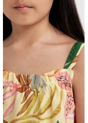 Defacto Girl's Poplin Strap Patterned Summer Dress C5216A824Sm