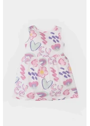 Defacto فستان صيفي بدون أكمام منقوش للفتيات الصغيرات C0074a525hs