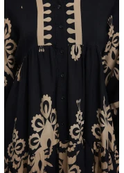  Modest فستان أسود منسوج من الفيسكوز بنمط أصلي TCTSS24EB00221