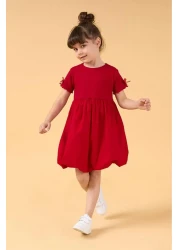 Magu Girl's Cotton Balloon Skirt Short Sleeve Dress