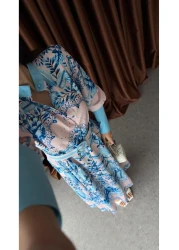 HAZELANNA Imported Dress with Blue Large Cuffs